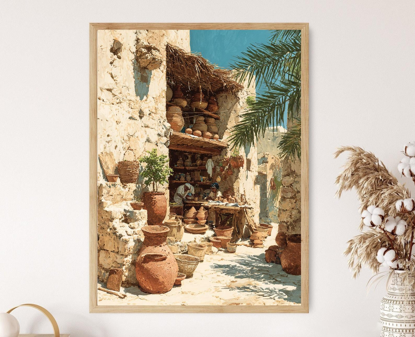 Affiche Jarre Artisanale de Jasra – Imprimé d'Art du Village Coral-Stone