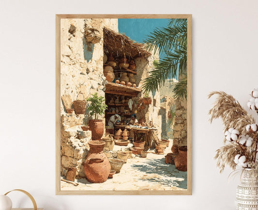 Affiche Jarre Artisanale de Jasra – Imprimé d'Art du Village Coral-Stone
