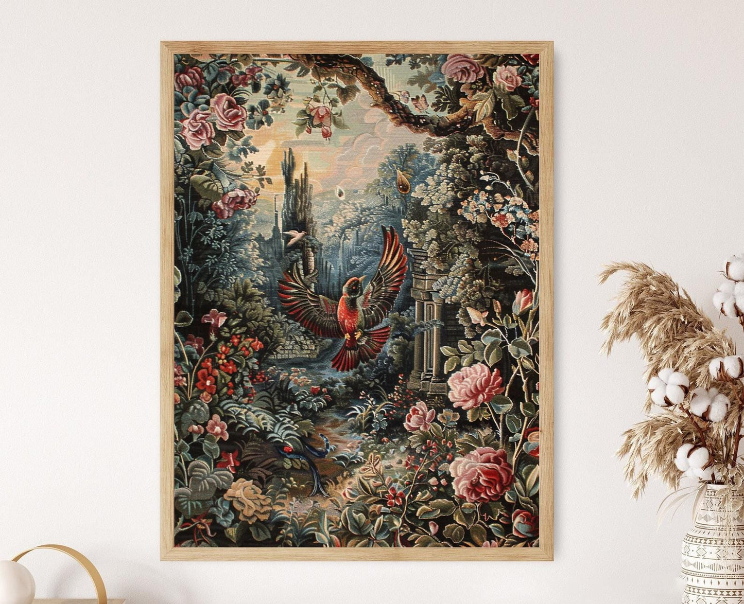 Affiche Tapisserie Vintage – Art mural brodé élégant et rétro