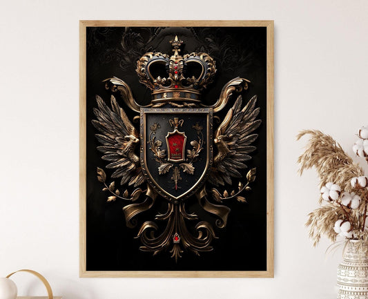 Affiche Blason Français – Art Vintage de la Héraldique Murale