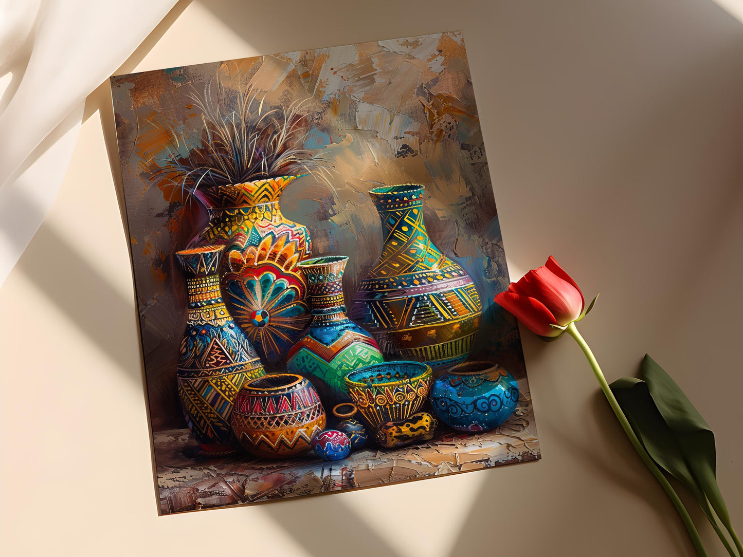 Affiche d'Art Populaire - Peinture sur Céramique Africaine Traditionnelle