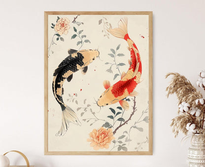 Affiche Koi Japonais – Poster Art Aquatique en Aquarelle