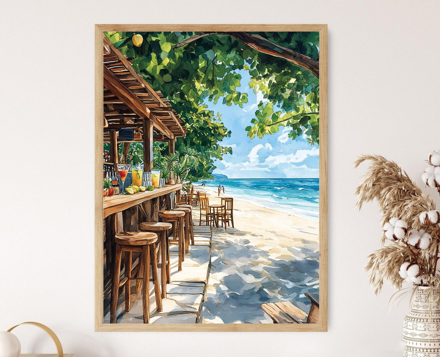 Affiche Nacpan Beach Bar – Poster Décor Tropical Philippin