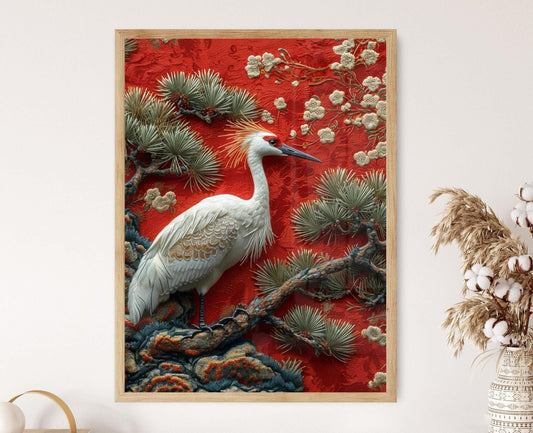Affiche Grue Japonaise – Poster Art Traditionnel Asiatique pour Décor