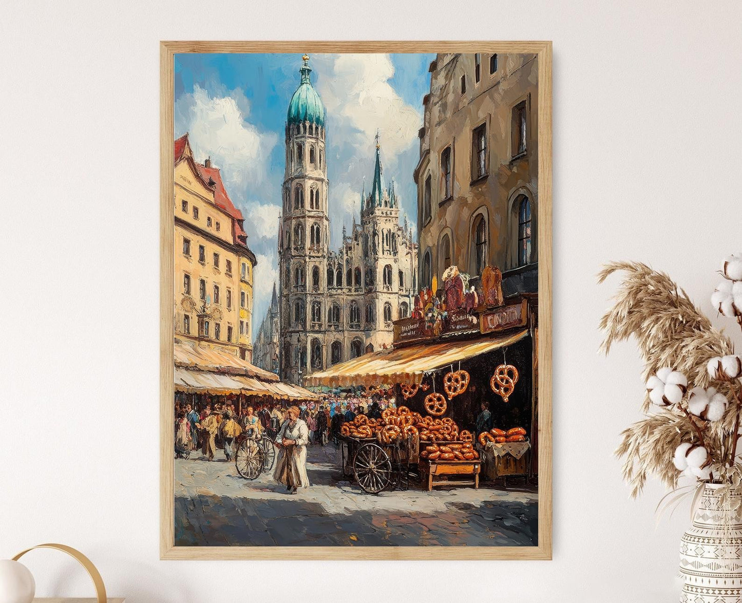Affiche Marché Allemand de Munich – Poster Bretzels et Saucisses