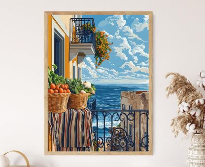 Affiche Punta Arenas – Poster Peinture Panier Balcon Chili