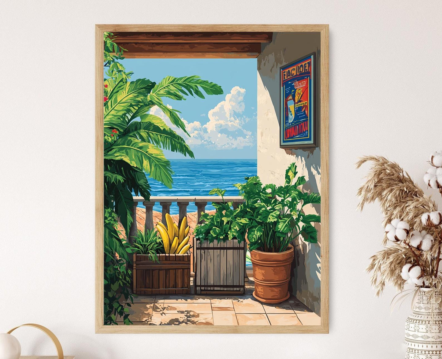 Affiche Colombienne – Poster Art Tropical, Peinture Panier Cali