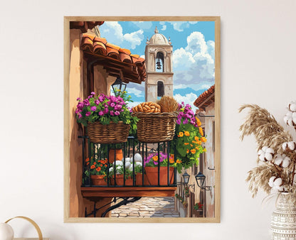 Affiche Marché Équatorien – Poster Cuenca Balcon, Art Pain et Œuf