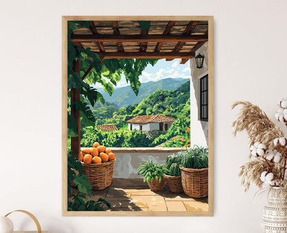 Affiche Marché Bolivien – Poster Peinture Panier Cochabamba