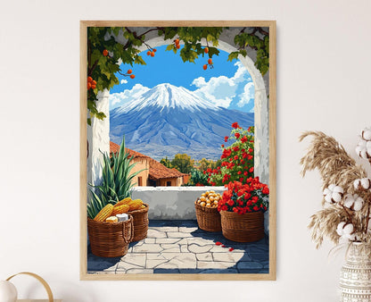 Affiche Marché Péruvien – Poster Panier Arequipa, Fromage Choclo