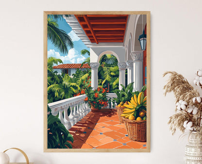 Affiche Marché Nicaraguayen – Poster Panier de Balcon, Plantain et Tamarind
