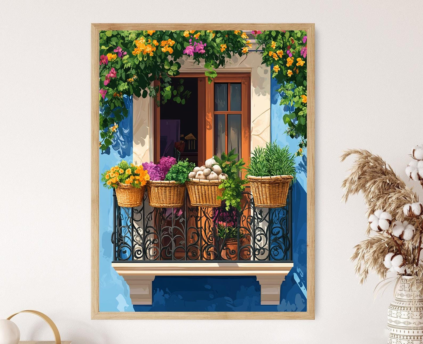 Affiche Marché de Balcon à Cartagena – Poster Art Colombienne