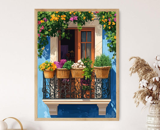 Affiche Marché de Balcon à Cartagena – Poster Art Colombienne