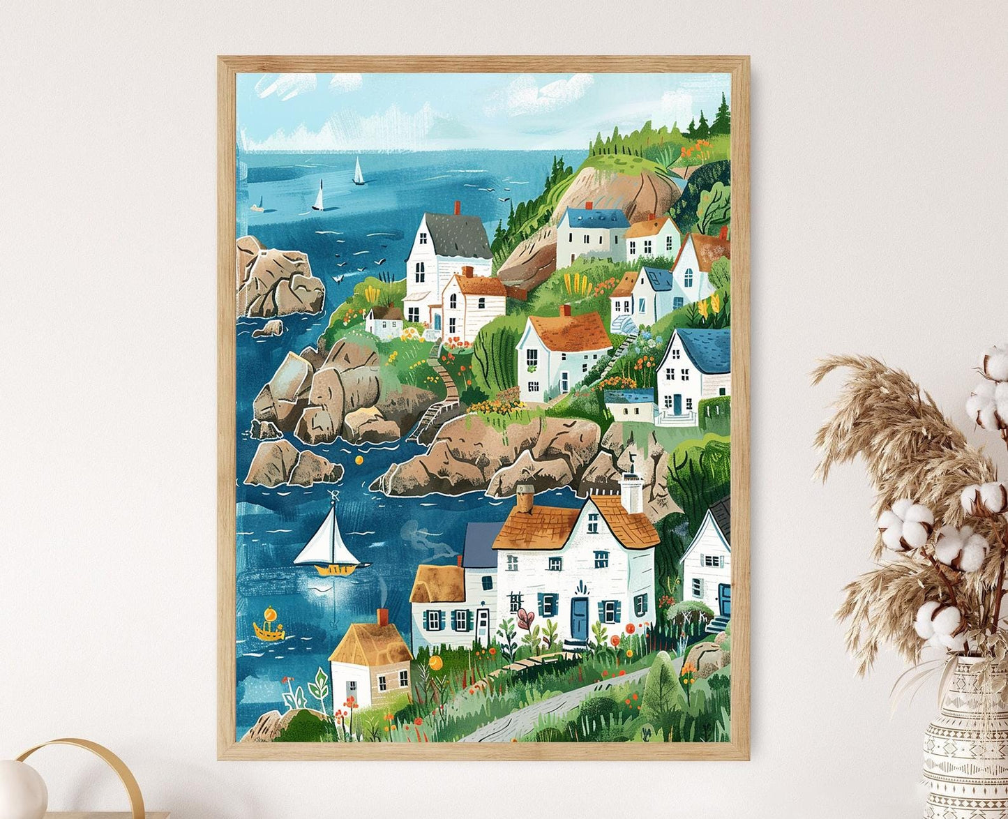 Affiche Côte de Rhode Island – Poster Artisanale Murale de Nouvelle-Angleterre