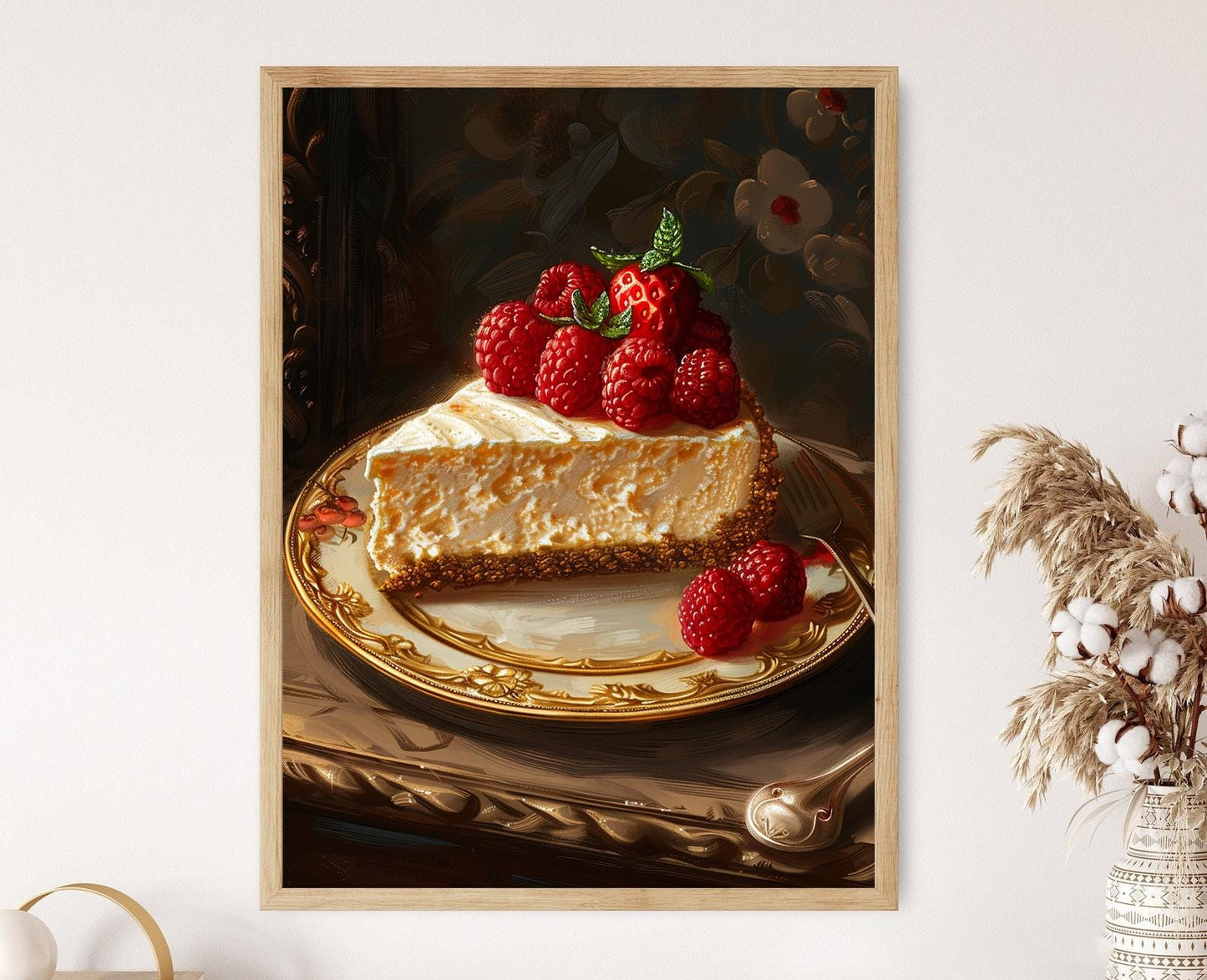 Affiche Cheesecake Framboise – Illustration Réaliste de Dessert