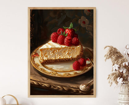Affiche Cheesecake Framboise – Illustration Réaliste de Dessert