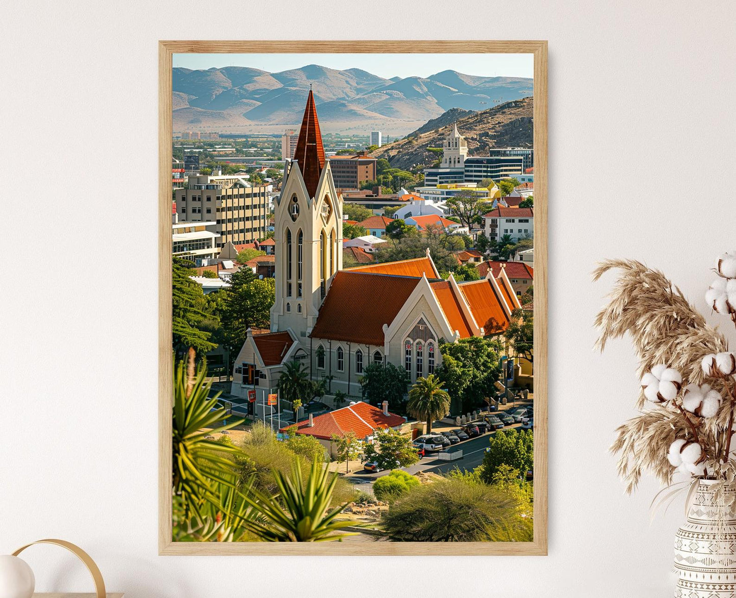 Affiche Windhoek – Poster Art de la Skyline et Architecture Coloniale Allemande