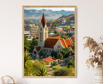 Affiche Windhoek – Poster Art de la Skyline et Architecture Coloniale Allemande