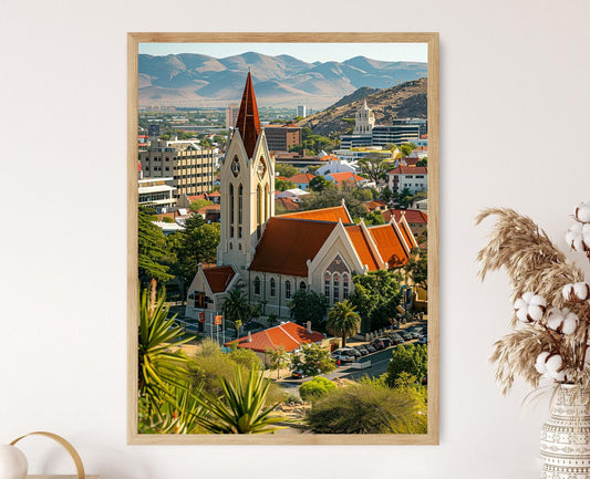 Affiche Windhoek – Poster Art de la Skyline et Architecture Coloniale Allemande
