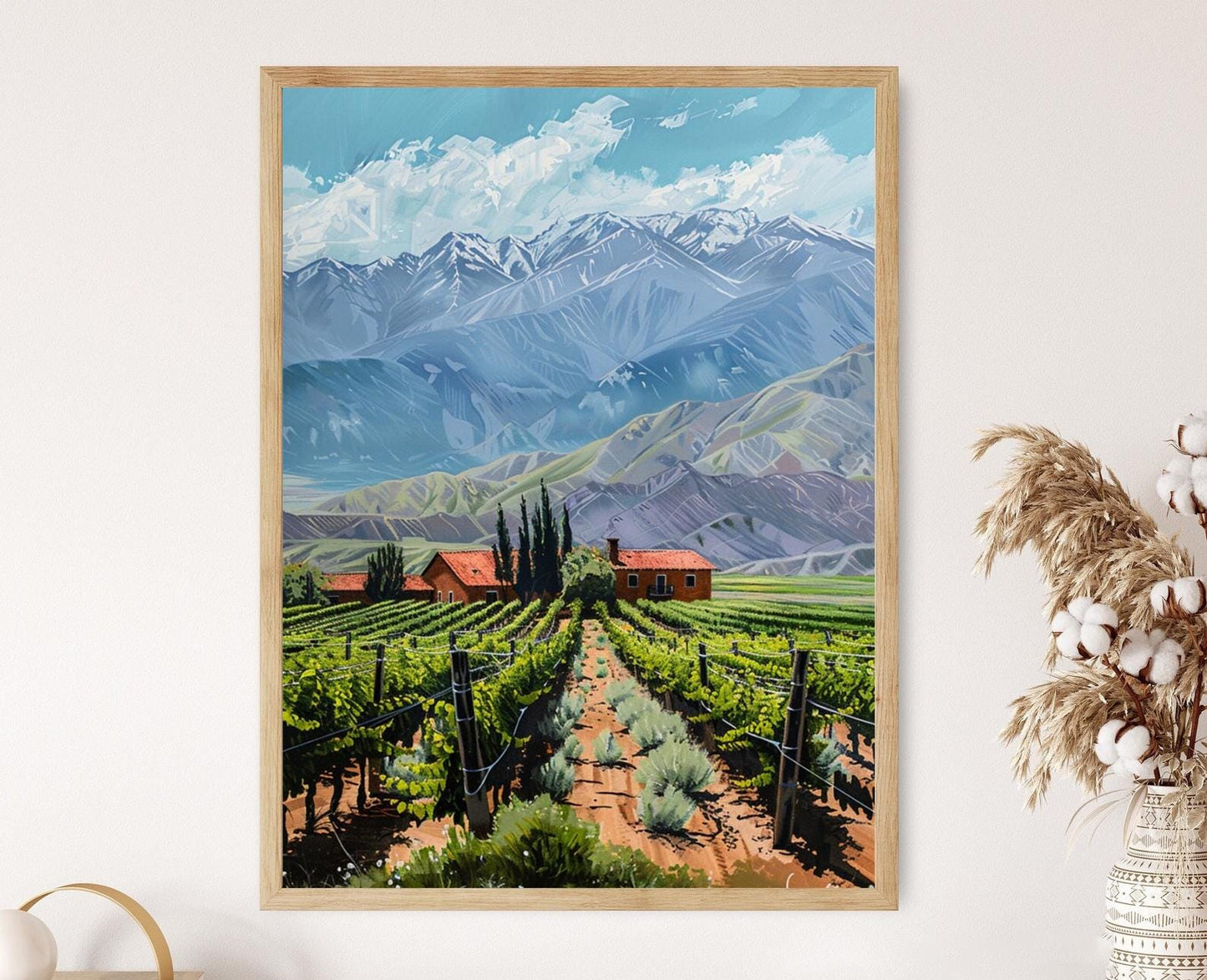 Affiche Vignoble des Andes – Décor mural de la région viticole argentine