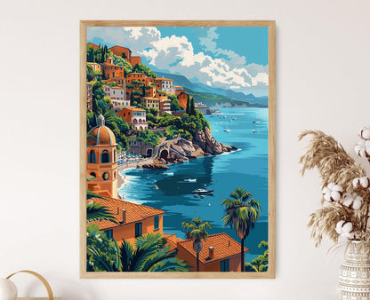 Affiche Côte d'Azur – Poster coloré de la Riviera française