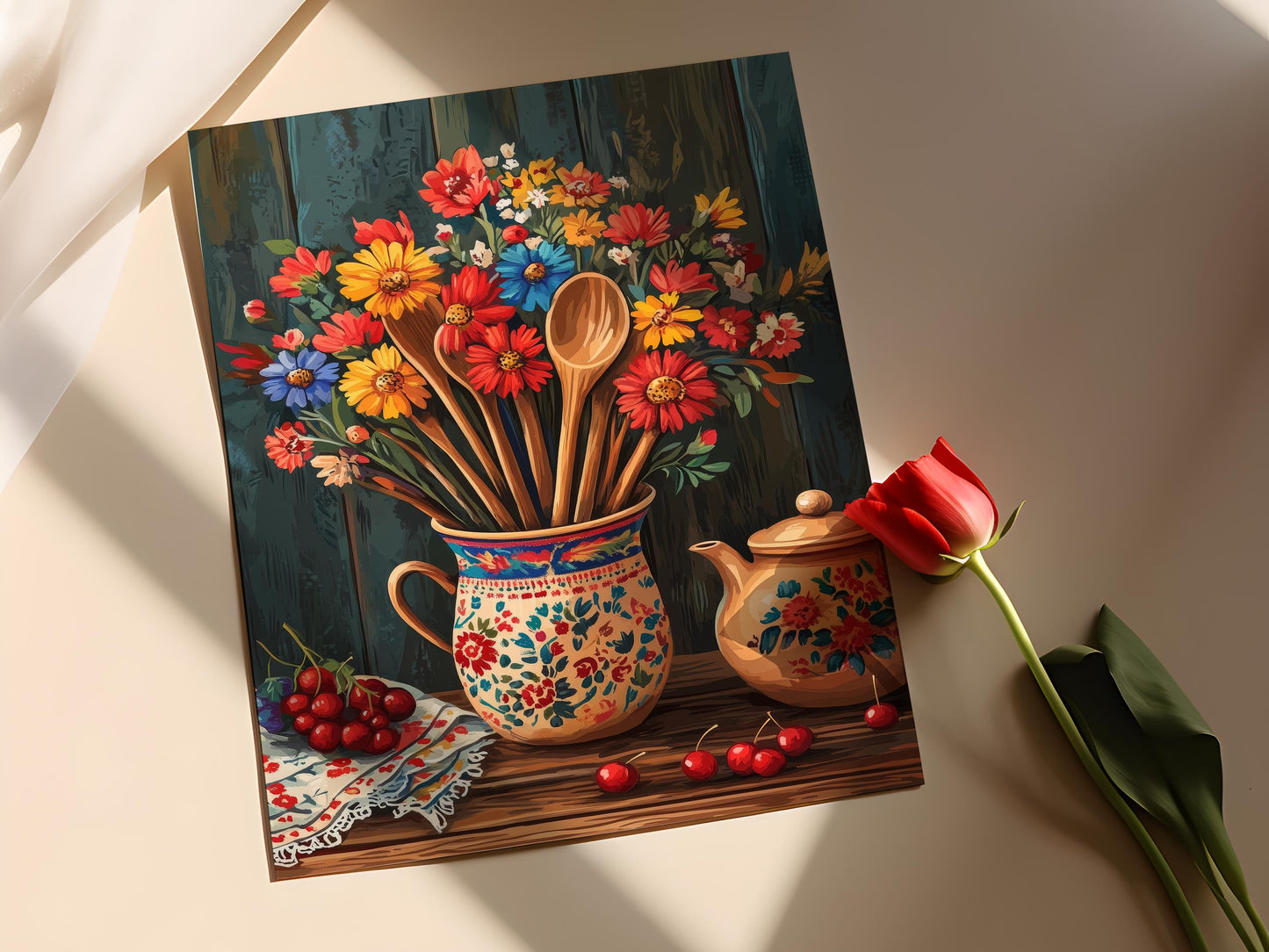 Affiche Art Russe – Poster Illustration de Cuillère Peinte Traditionnelle