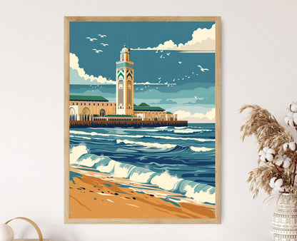 Affiche Casablanca – Poster Mosquée Hassan II et Architecture Art Déco