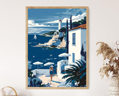 Affiche Antibes – Poster Vue Côtière de la Riviera Française