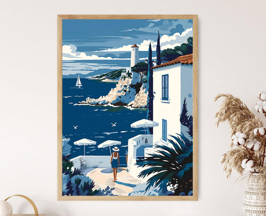 Affiche Antibes – Poster Vue Côtière de la Riviera Française