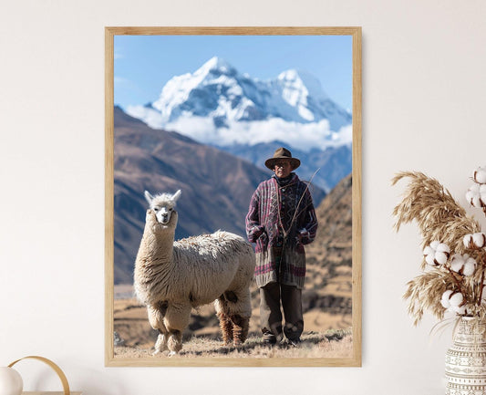 Affiche Alpaga en Andes – Poster Art Print Décor Mural Scénique