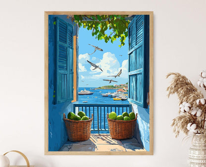 Affiche Marché Bajan – Poster Peinture Panier de Balcon à Bridgetown