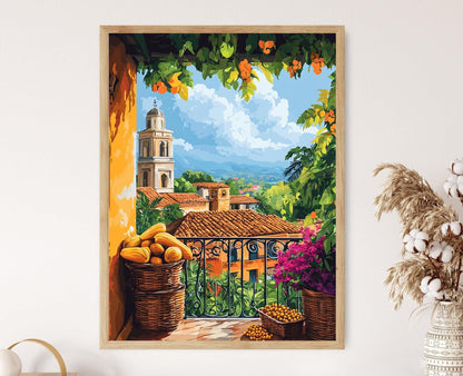 Affiche Balcon à Cap Haïtien – Poster Art de Marché Haïtien