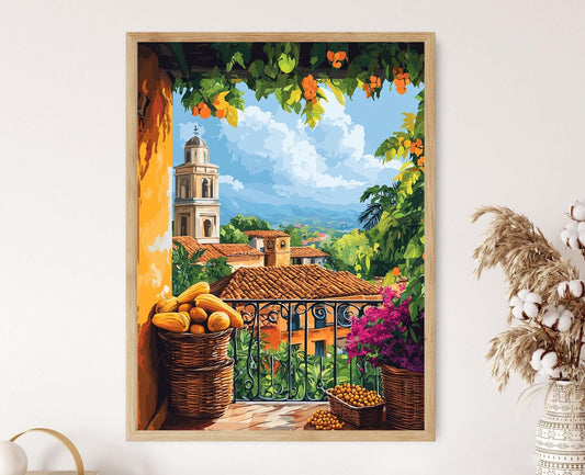 Affiche Balcon à Cap Haïtien – Poster Art de Marché Haïtien