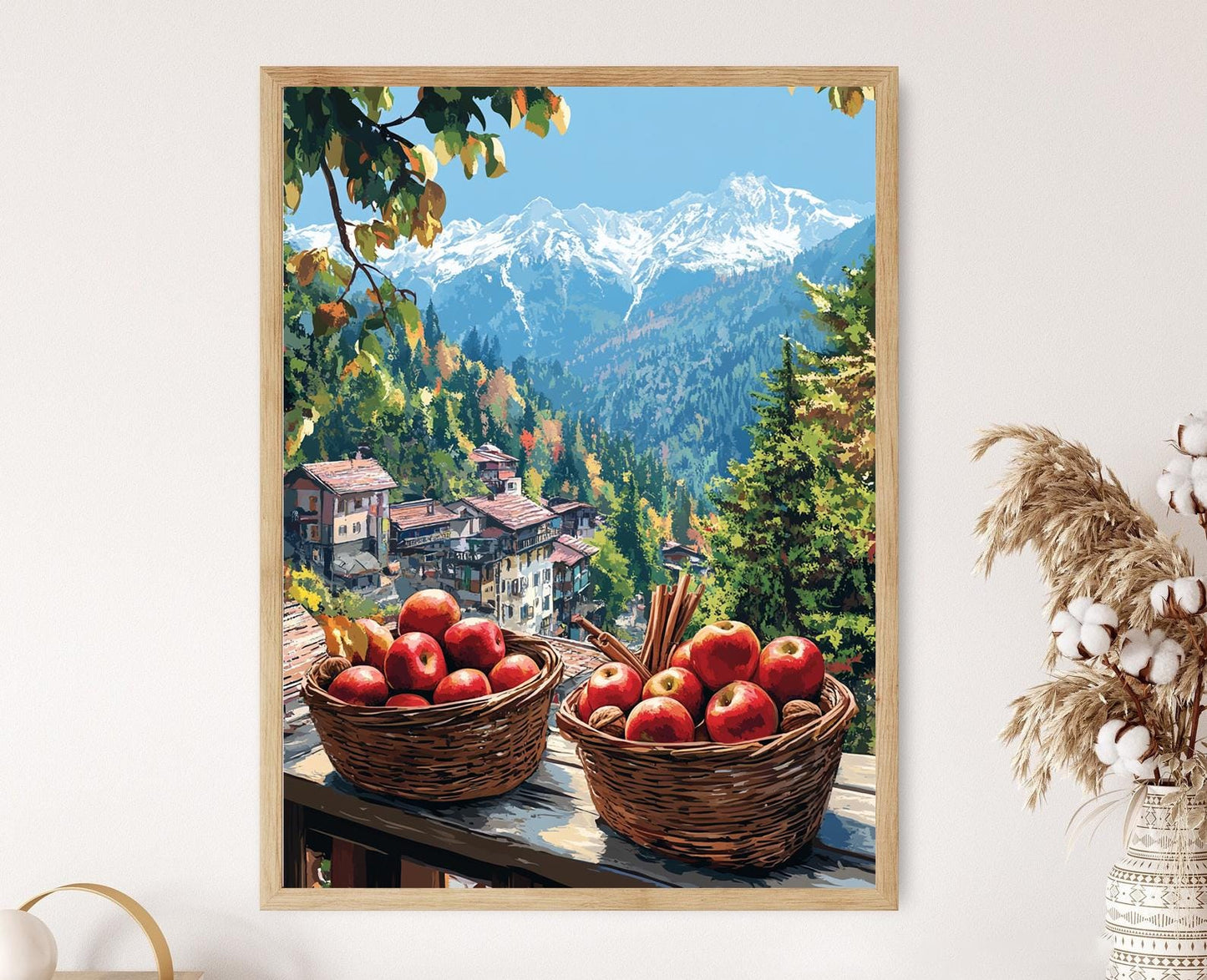 Affiche Marché de Collines – Poster Peinture Balcon de Shimla