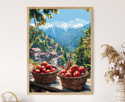 Affiche Marché de Collines – Poster Peinture Balcon de Shimla