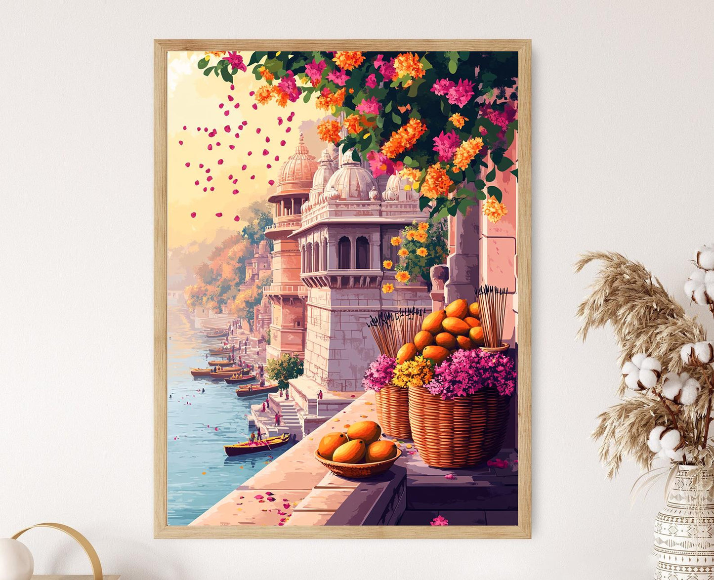 Affiche Balcon Varanasi – Poster Art Spirituel Incense Mangue