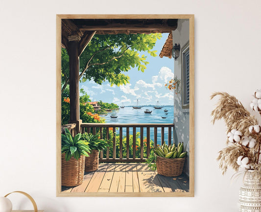 Affiche Marché de Kerala – Poster Peinture de Panier sur Balcon