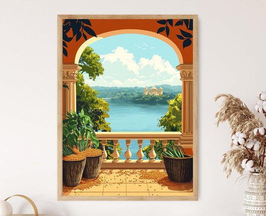 Affiche de Panier de Balcon de Bhopal – Poster Art Populaire du Madhya Pradesh
