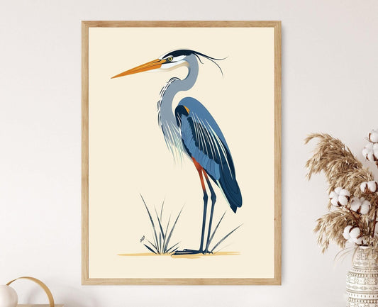Affiche Héron Bleu – Illustration Majestueuse pour votre Décor intérieur