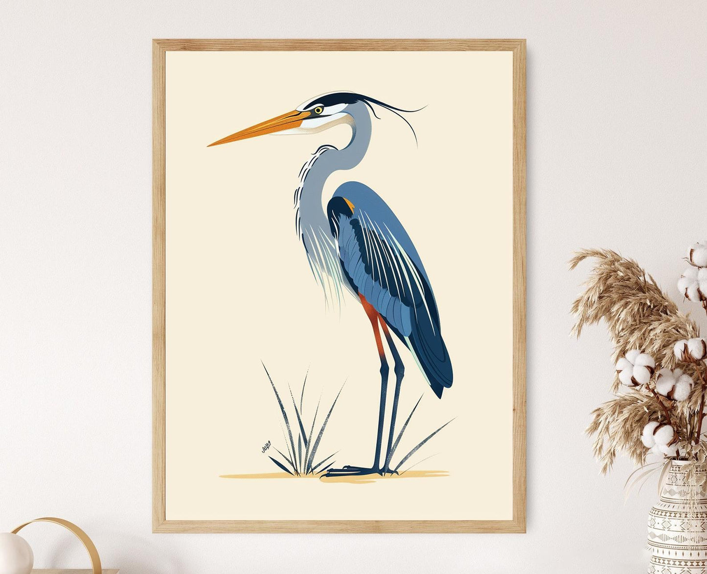 Affiche Héron Bleu – Illustration Majestueuse pour Décoration Intérieure
