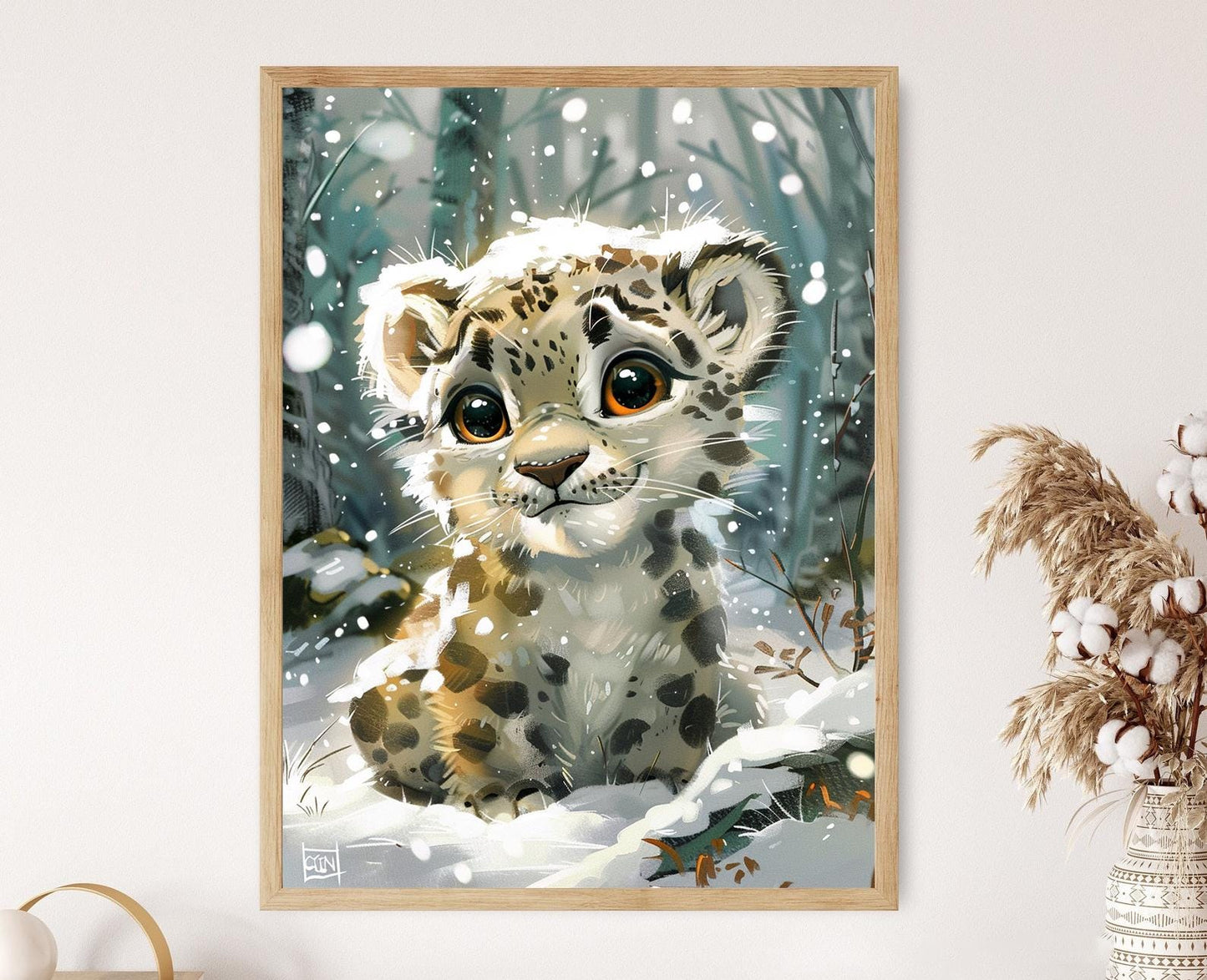 Affiche Léopard des Neiges – Illustration Éducative pour Enfant