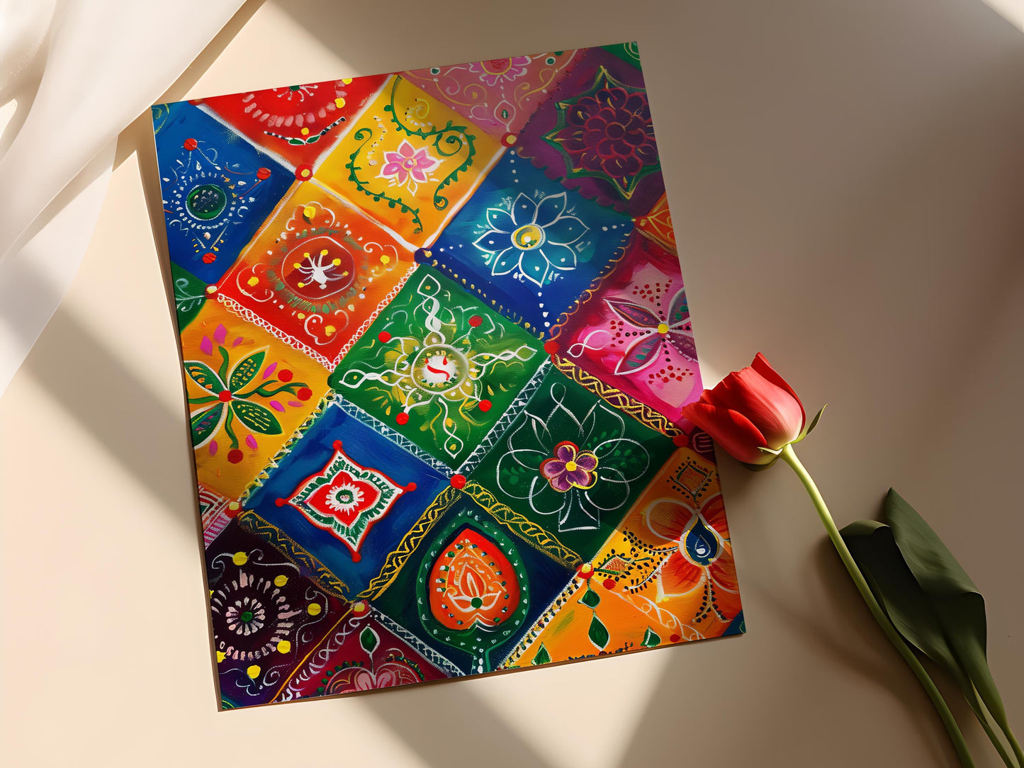 Affiche Rangoli – Art mural coloré pour célébrer Diwali