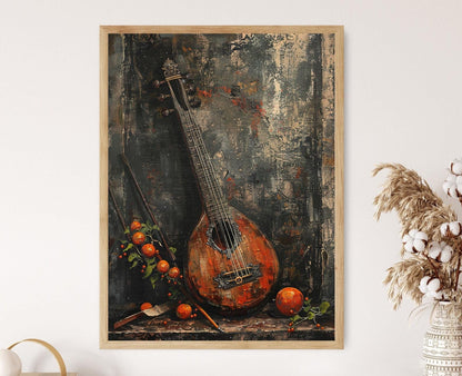 Affiche Ektara – Tableau Art de l'Instrument Musical Indien Rustique