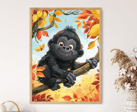 Affiche Gorille Mignon – Art Murale Inspirant pour Chambre d'Enfant