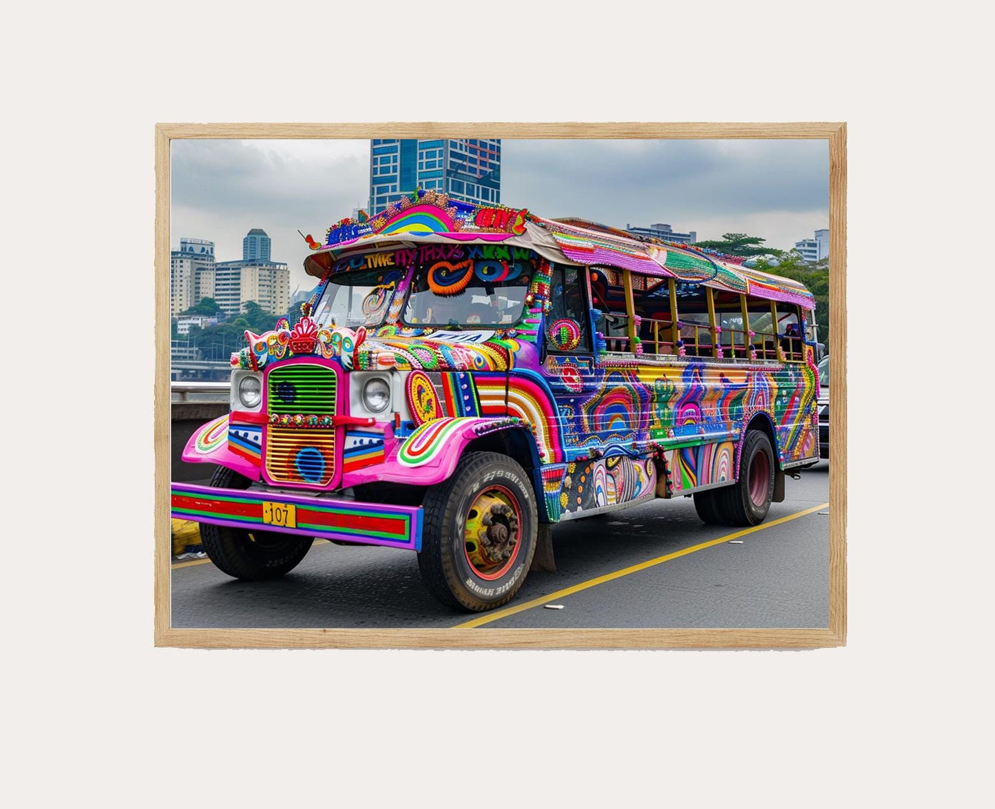 Affiche Jeepney Philippin – Poster Art Coloré de Scène Urbaine