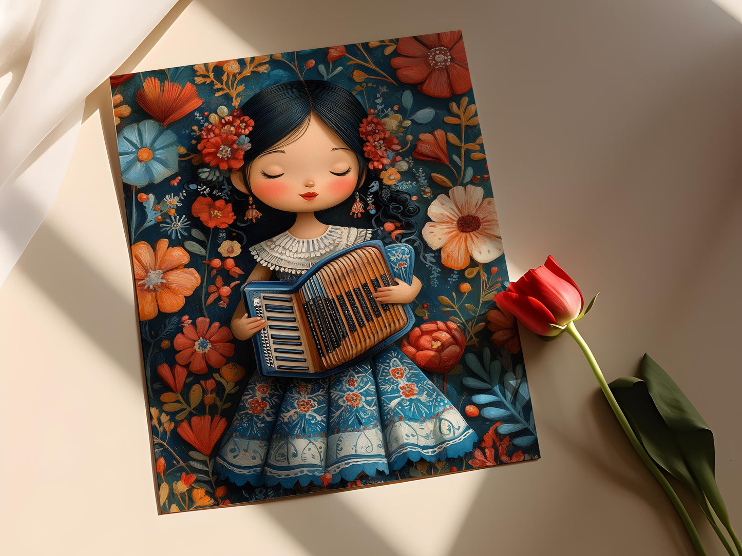 Affiche Nicaraguayenne – Poster Art Muñeca avec Accordéon