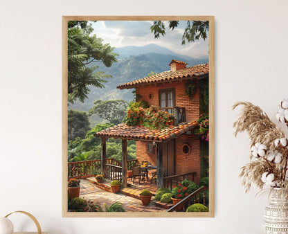 Affiche Villa Colombienne – Impression Giclée Paysage pour Déco Murale