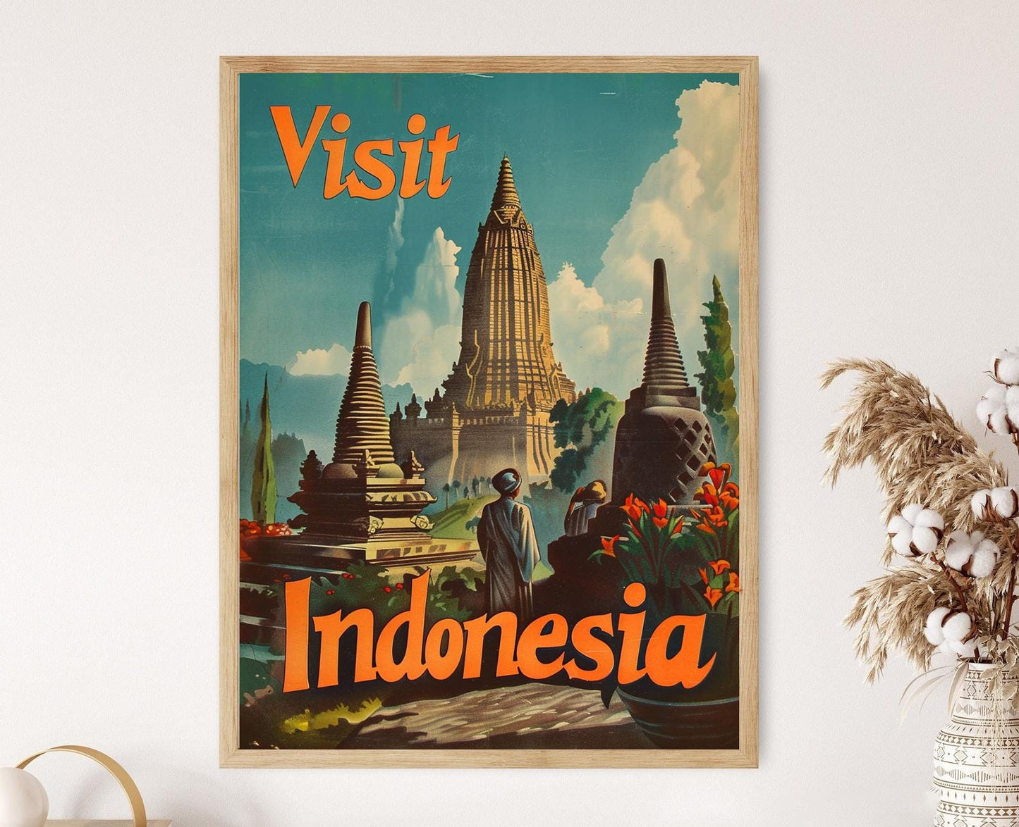 Affiche Vintage Indonésie – Poster Art Wall Retro Destinations Exotiques