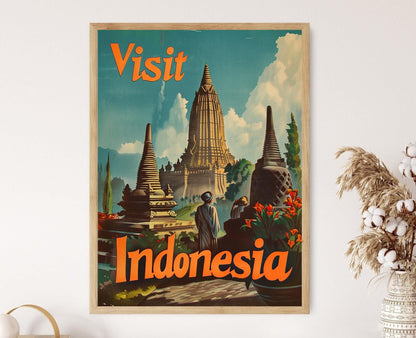 Affiche Vintage Indonésie – Poster Art Wall Retro Destinations Exotiques