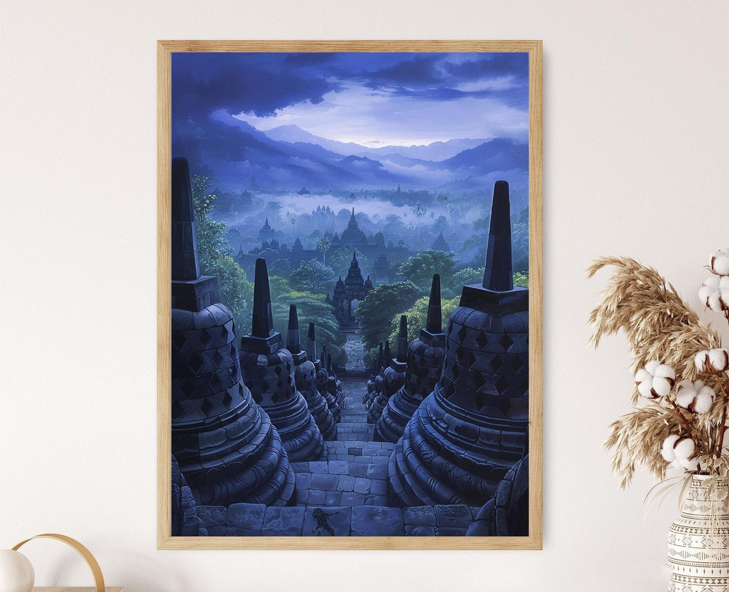 Affiche Temple de Borobudur – Impression artistique sous la lune